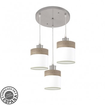 Distribuidor - Lâmpadas Diversas | Lâmpadas Modernas | PLAFON CLOE 3XE27 NIQUEL/BLANCA-MADERA GRIS REGX42X42 CM Ref: 175483083